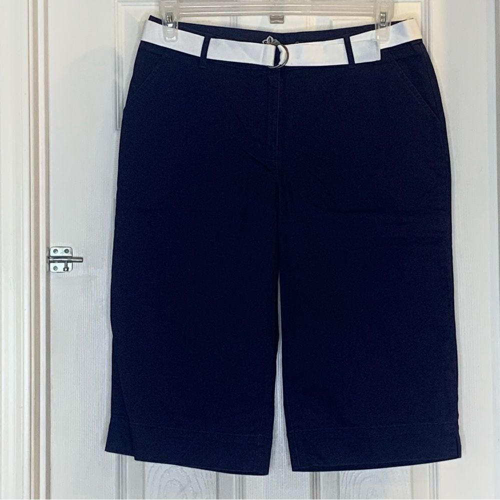 French Laundry Sport Navy Belted Skimmer Shorts Size 8